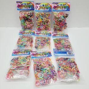 5400 New Multi Rainbow Color Loom Refill Rubber Bands With 216 C-Clips 9 Packs